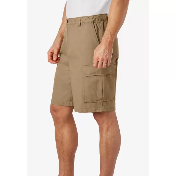 KingSize Mens Big ampamp Tall Knockarounds 8quot FullElastic Cargo ShortsKhaki