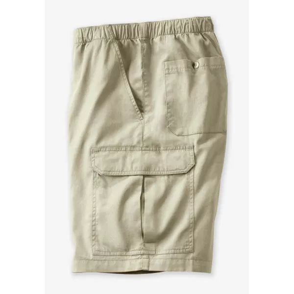 KingSize Mens Big ampamp Tall Knockarounds 8quot FullElastic Cargo ShortsTrue Khaki
