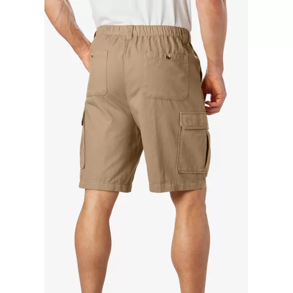 KingSize Mens Big ampamp Tall Knockarounds 8quot FullElastic Cargo ShortsTrue Khaki