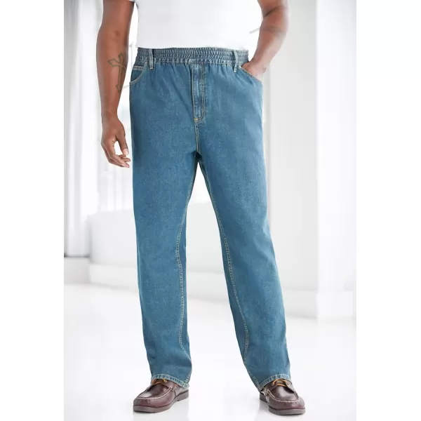 KingSize Mens Big ampamp Tall Loose Fit Comfort Waist JeansVintage Wash