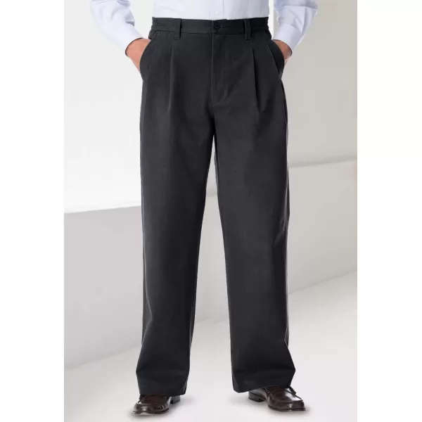 KingSize Mens Big ampamp Tall Tall WrinkleFree DoublePleat Pant with SideElastic WaistBlack