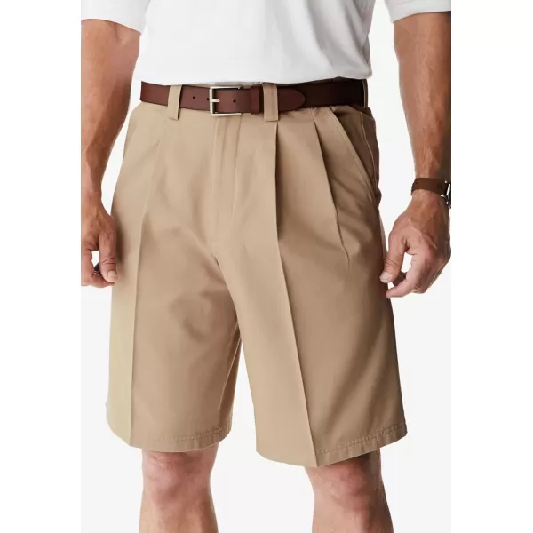 KingSize Mens Big ampamp Tall Tall WrinkleFree Expandable Waist Pleat Front ShortsCarbon