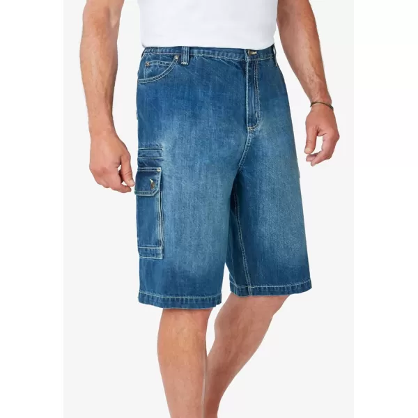 Liberty Blues by Kingsize Mens Big ampamp Tall Denim Cargo ShortsBlue Wash