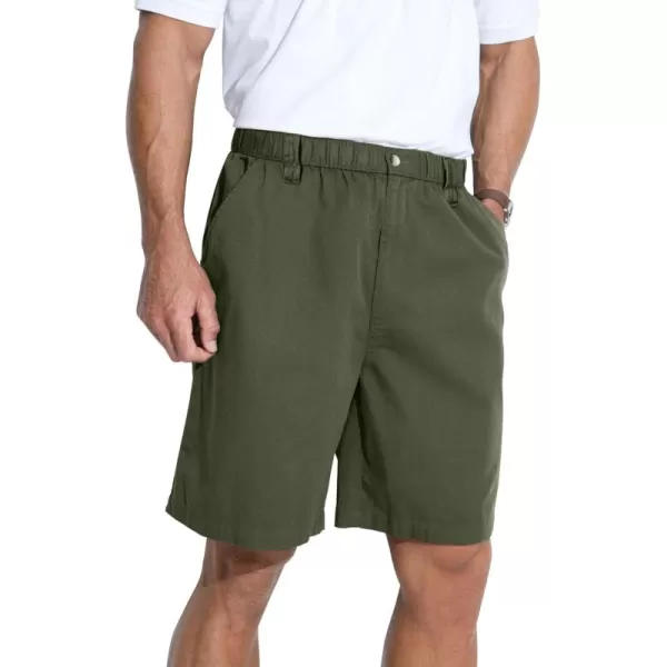 KingSize Knockarounds 8quot Full Elastic Plain Front ShortsModern Classic Olive