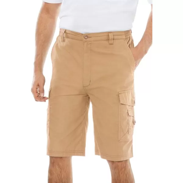 KingSize Mens Big ampamp Tall 10quot Side Elastic Canyon Cargo ShortsDark Khaki