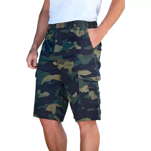 KingSize Mens Big ampamp Tall 10quot Side Elastic Canyon Cargo ShortsOlive Camo