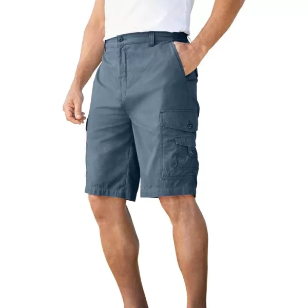 KingSize Mens Big ampamp Tall 10quot Side Elastic Canyon Cargo ShortsSlate Blue