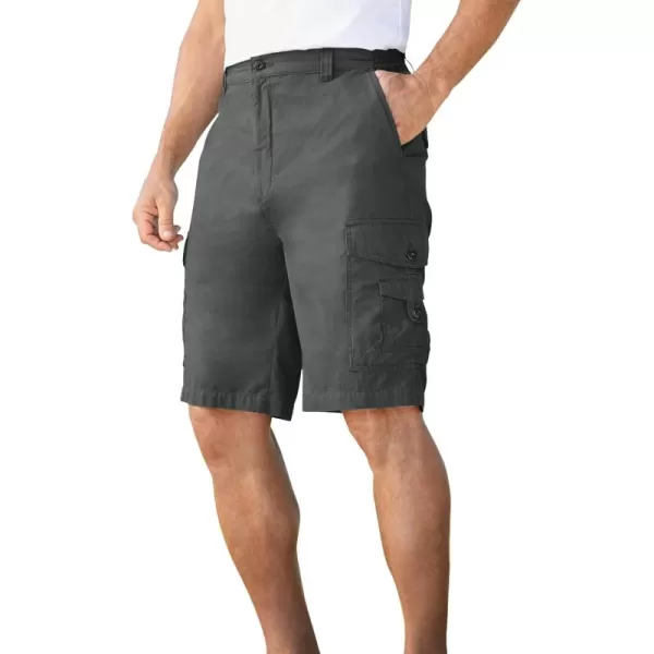 KingSize Mens Big ampamp Tall 10quot Side Elastic Canyon Cargo ShortsSteel 0283