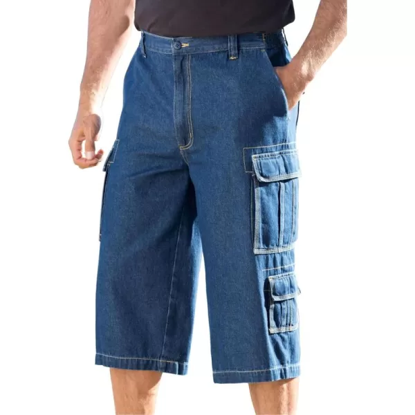 KingSize Mens Big ampamp Tall 17quot Side Elastic Cargo ShortsStonewash