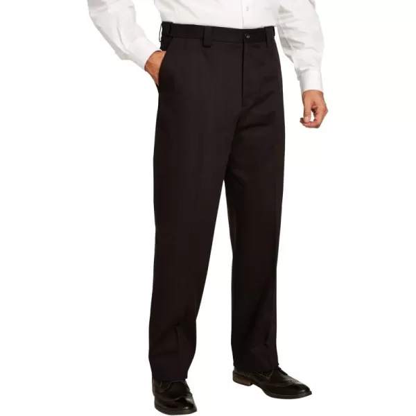 KingSize Mens Big ampamp Tall Classic Fit WrinkleFree Expandable Waist Plain Front PantsBlack