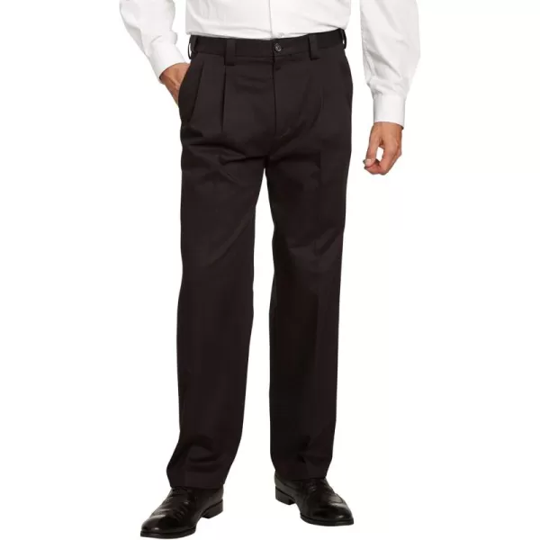 KingSize Mens Big ampamp Tall Classic Fit WrinkleFree Expandable Waist Pleat Front PantsBlack