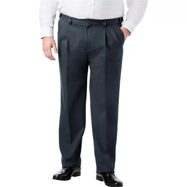 KingSize Mens Big ampamp Tall Classic Fit WrinkleFree Expandable Waist Pleat Front PantsCarbon