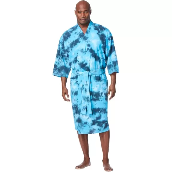 KingSize Mens Big ampamp Tall Cotton Jersey RobeElectric Turquoise Marble