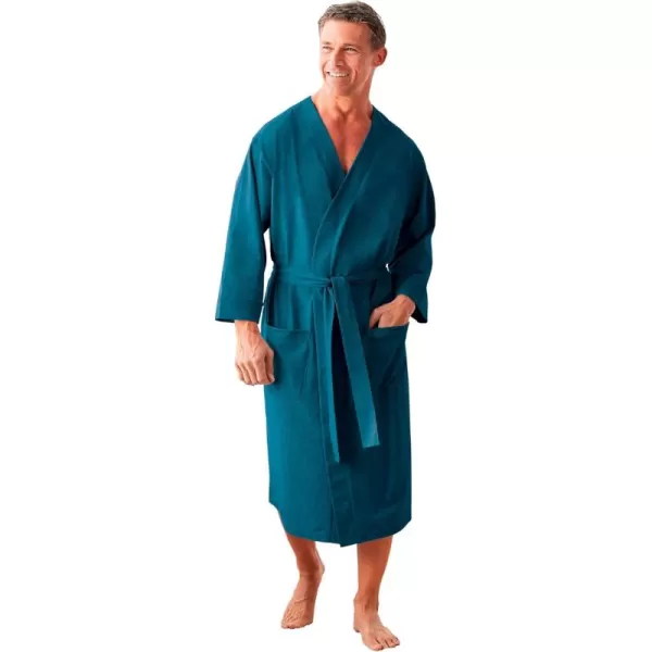 KingSize Mens Big ampamp Tall Cotton Jersey RobeHeather Midnight Teal