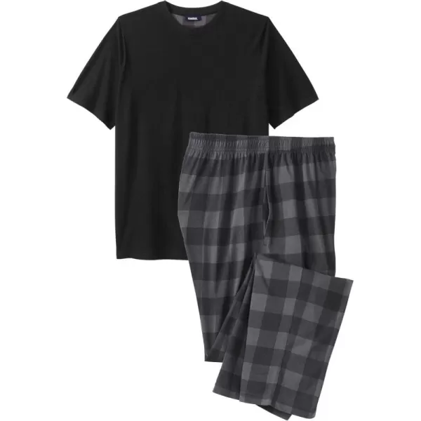 imageKingSize Mens Big ampamp Tall Jersey Knit Plaid Pajama SetBlack Buffalo Check