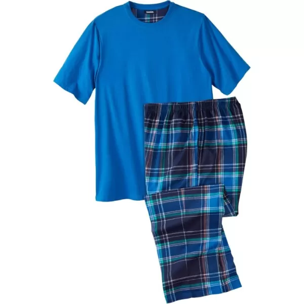 imageKingSize Mens Big ampamp Tall Jersey Knit Plaid Pajama SetBlue Plaid