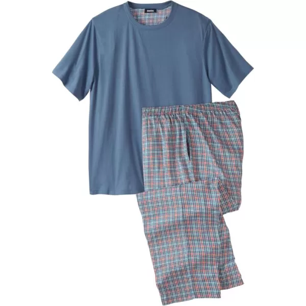 imageKingSize Mens Big ampamp Tall Jersey Knit Plaid Pajama SetSlate Blue Plaid