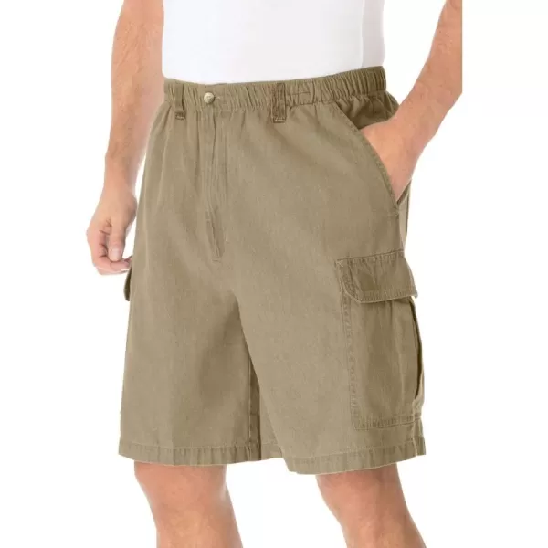 KingSize Mens Big ampamp Tall Knockarounds 8quot FullElastic Cargo ShortsKhaki