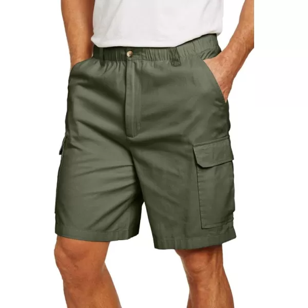 KingSize Mens Big ampamp Tall Knockarounds 8quot FullElastic Cargo ShortsOlive