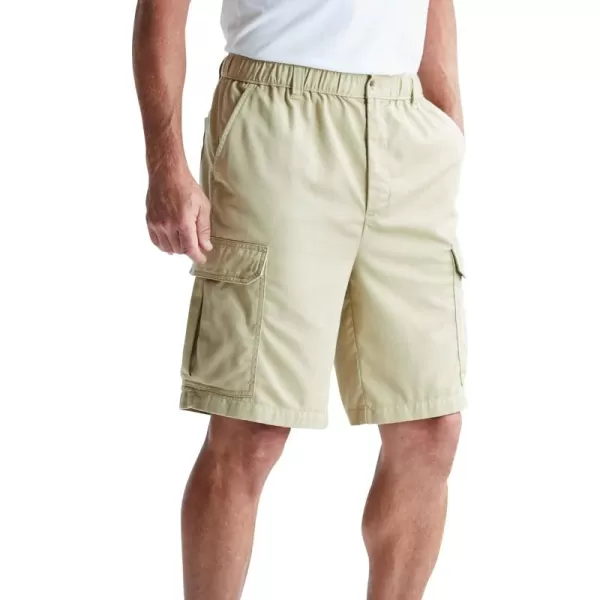 KingSize Mens Big ampamp Tall Knockarounds 8quot FullElastic Cargo ShortsTrue Khaki