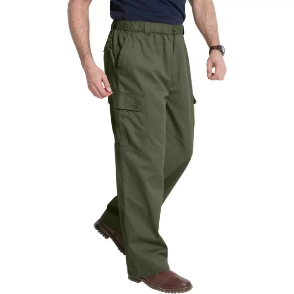 KingSize Mens Big ampamp Tall Knockarounds FullElastic Waist Cargo PantsOlive