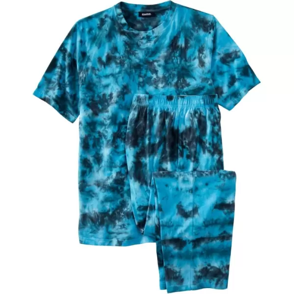 KingSize Mens Big ampamp Tall Lightweight Cotton Novelty PJ SetElectric Turquoise Marble