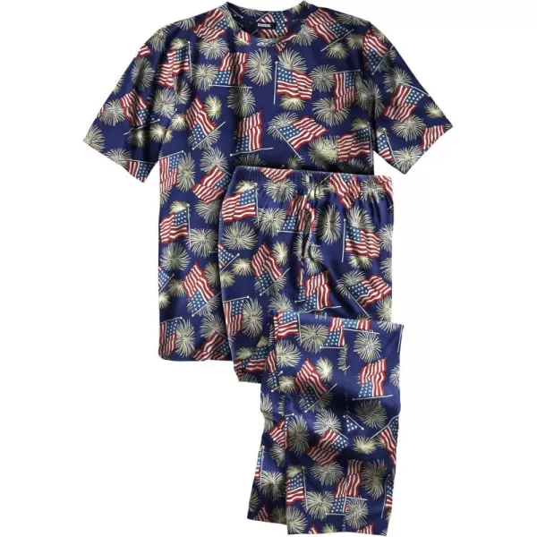 KingSize Mens Big ampamp Tall Lightweight Cotton Novelty PJ SetFireworks