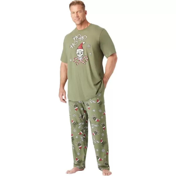 KingSize Mens Big ampamp Tall Lightweight Cotton Novelty PJ SetHoliday Skulls