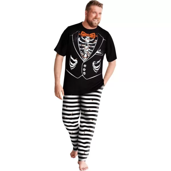 KingSize Mens Big ampamp Tall Lightweight Cotton Novelty PJ SetSkull Tuxedo