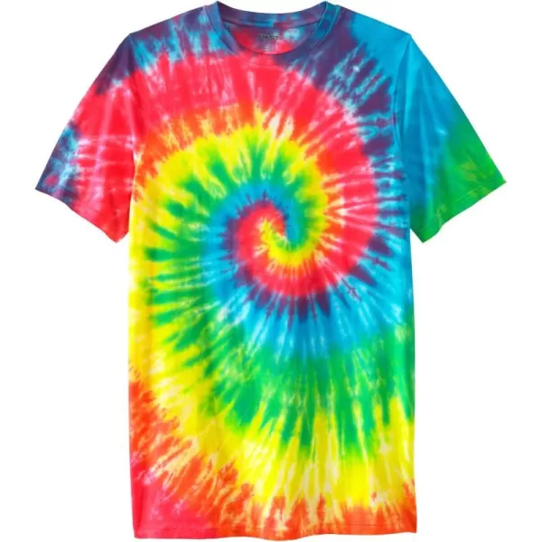 KingSize Mens Big ampamp Tall Lightweight LongerLength TieDye Crewneck TeeRainbow Tie Dye