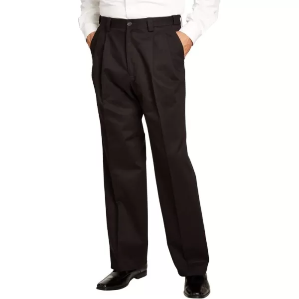 KingSize Mens Big ampamp Tall Relaxed Fit WrinkleFree Expandable Waist Pleated PantsBlack