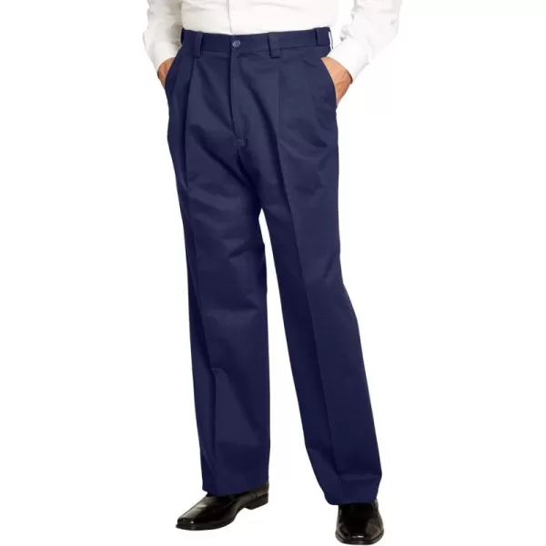 KingSize Mens Big ampamp Tall Relaxed Fit WrinkleFree Expandable Waist Pleated PantsNavy