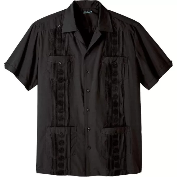 KingSize Mens Big ampamp Tall ShortSleeve Guayabera ShirtBlack