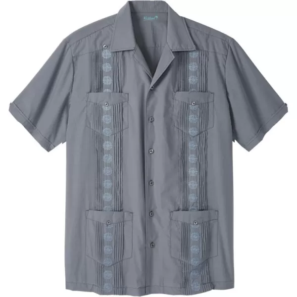 KingSize Mens Big ampamp Tall ShortSleeve Guayabera ShirtGunmetal