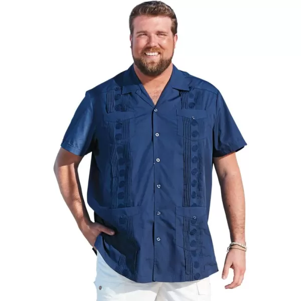 KingSize Mens Big ampamp Tall ShortSleeve Guayabera ShirtNavy