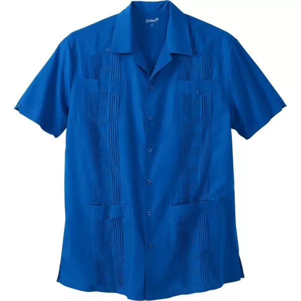 KingSize Mens Big ampamp Tall ShortSleeve Guayabera ShirtSantorini Blue