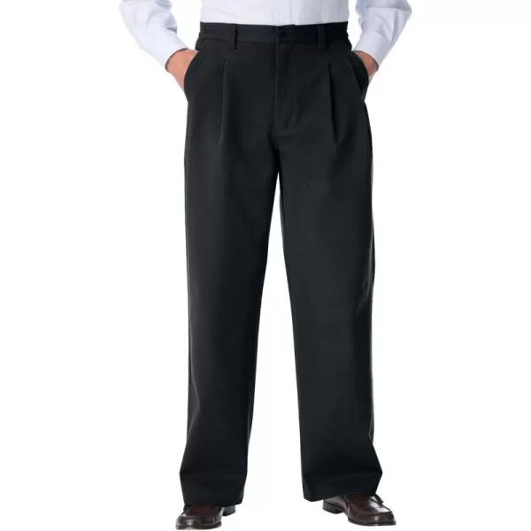 KingSize Mens Big ampamp Tall Tall WrinkleFree DoublePleat Pant with SideElastic WaistBlack