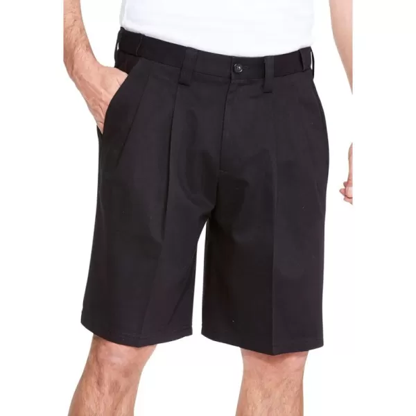 KingSize Mens Big ampamp Tall Tall WrinkleFree Expandable Waist Pleat Front ShortsBlack