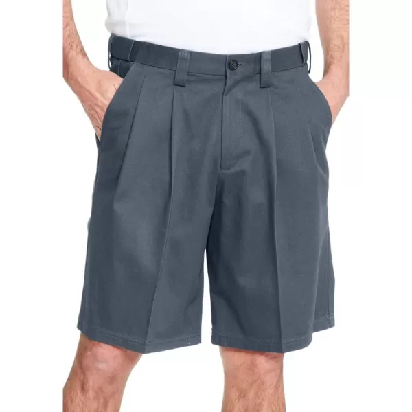 KingSize Mens Big ampamp Tall Tall WrinkleFree Expandable Waist Pleat Front ShortsCarbon