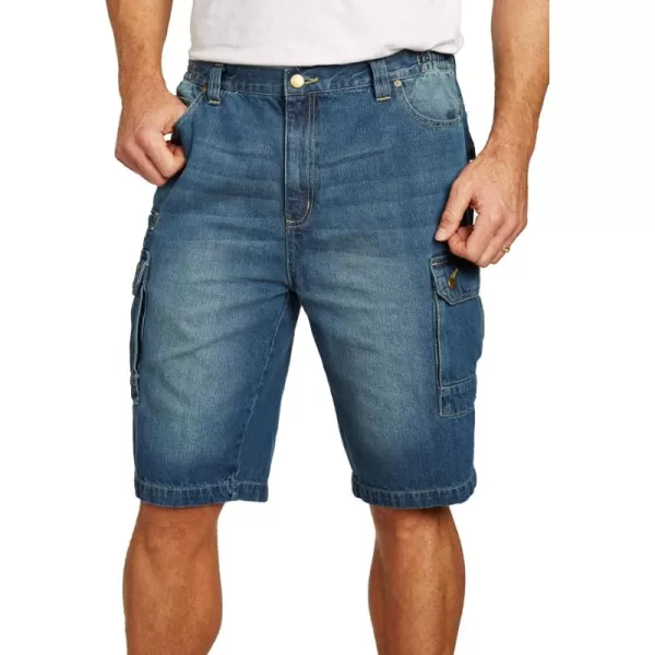 Liberty Blues by Kingsize Mens Big ampamp Tall Denim Cargo ShortsBlue Wash