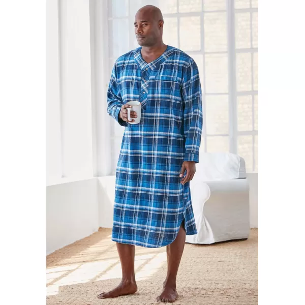 imageKingSize Mens Big ampamp Tall Plaid Flannel NightshirtBalsam Plaid