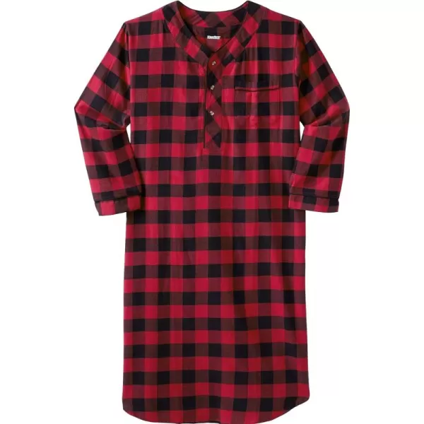 imageKingSize Mens Big ampamp Tall Plaid Flannel NightshirtRed Buffalo Check