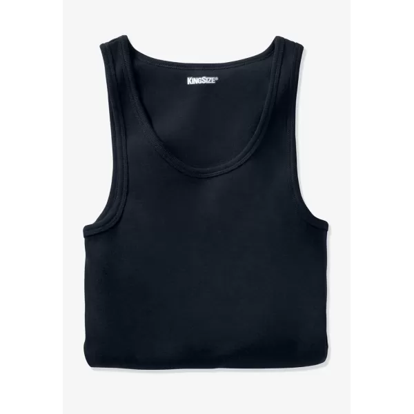 imageKingSize Mens Big ampamp Tall Ribbed Cotton Tank Undershirt 3PackAssorted Black White