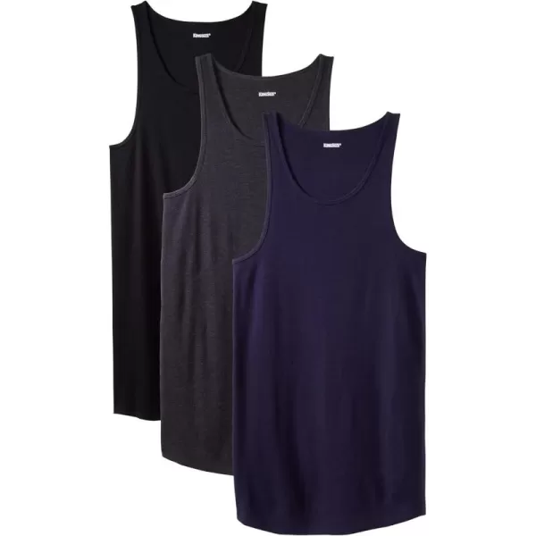 imageKingSize Mens Big ampamp Tall Ribbed Cotton Tank Undershirt 3PackAssorted Basic