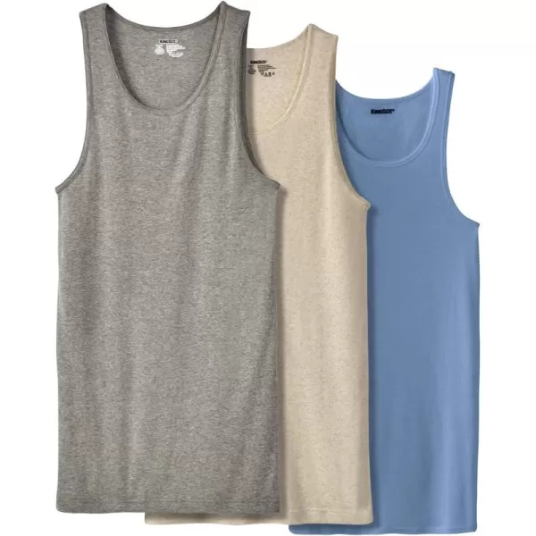 imageKingSize Mens Big ampamp Tall Ribbed Cotton Tank Undershirt 3PackClassic Assorted