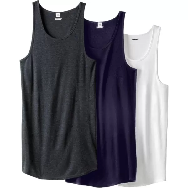 imageKingSize Mens Big ampamp Tall Ribbed Cotton Tank Undershirt 3PackMixed Basics