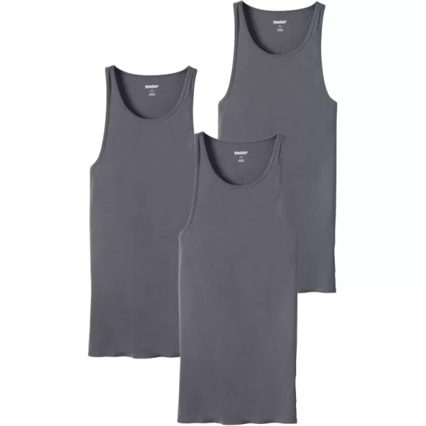 imageKingSize Mens Big ampamp Tall Ribbed Cotton Tank Undershirt 3PackSteel