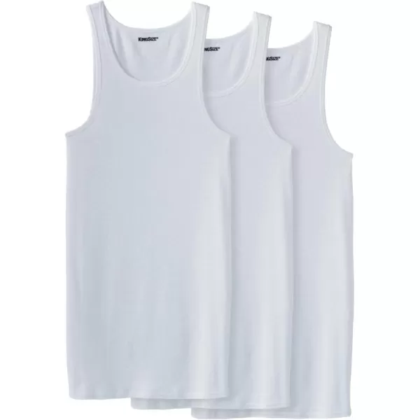 imageKingSize Mens Big ampamp Tall Ribbed Cotton Tank Undershirt 3PackWhite