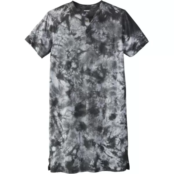 imageKingSize Mens Big ampamp Tall ShortSleeve Henley NightshirtBlack White Marble