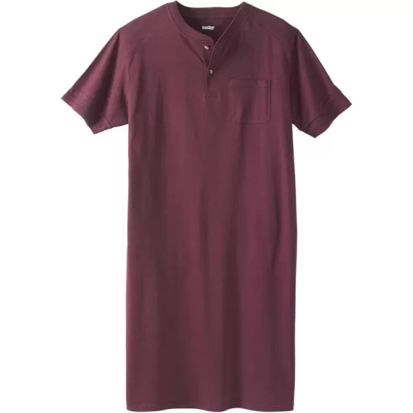 imageKingSize Mens Big ampamp Tall ShortSleeve Henley NightshirtDeep Burgundy